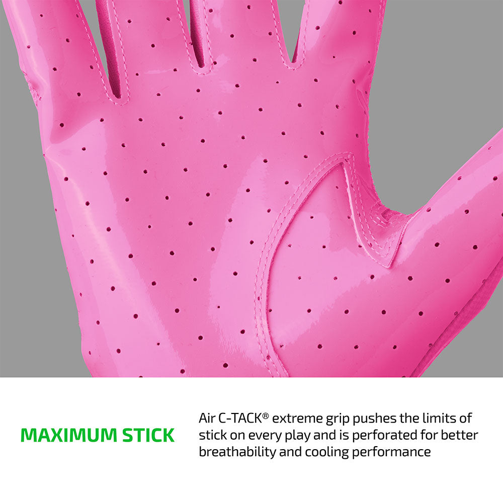 Close-up of Pink Cutters Rev Pro 7.0 perforated Air C-TACK grip palm for maximum stick and breathability