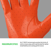 Close-up of Orange Cutters Rev Pro 7.0 perforated Air C-TACK grip palm for maximum stick and breathability