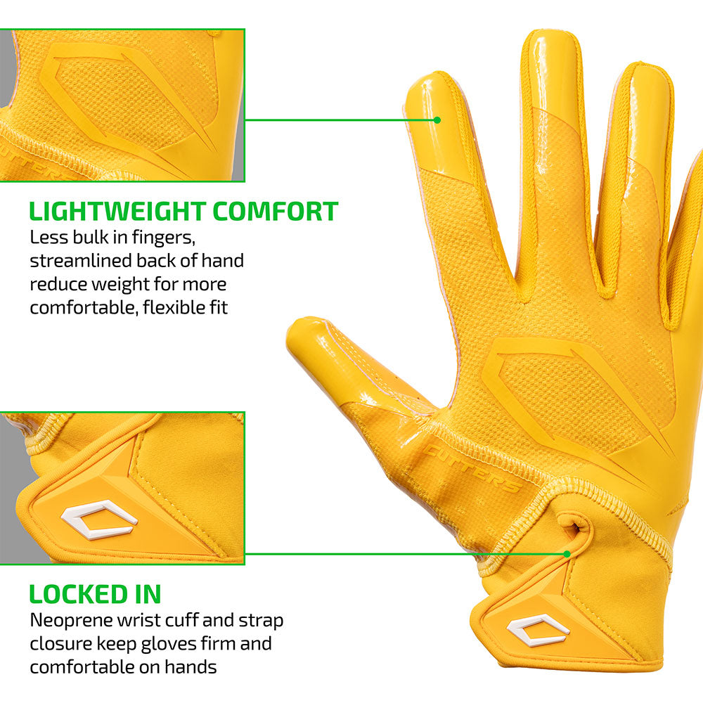 Rev Pro 7.0 Yellow Gold Receiver Football Gloves | Cutters Sports