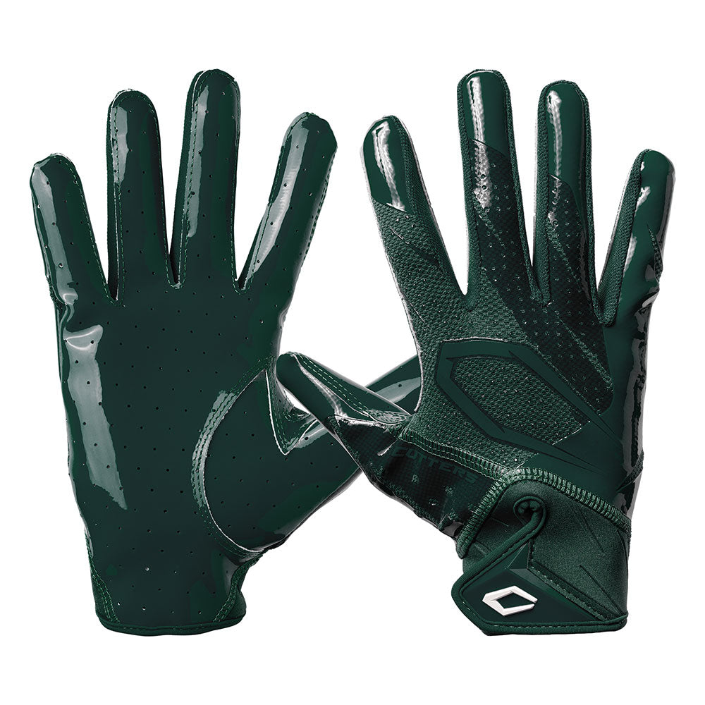 Cutters Rev Pro 7.0 Solid Receiver Gloves in Dark Green, shown from the back and palm