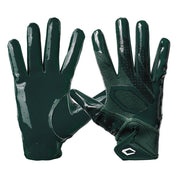Cutters Rev Pro 7.0 Solid Receiver Gloves in Dark Green, shown from the back and palm