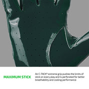 Close-up of Dark Green Cutters Rev Pro 7.0 perforated Air C-TACK grip palm for maximum stick and breathability
