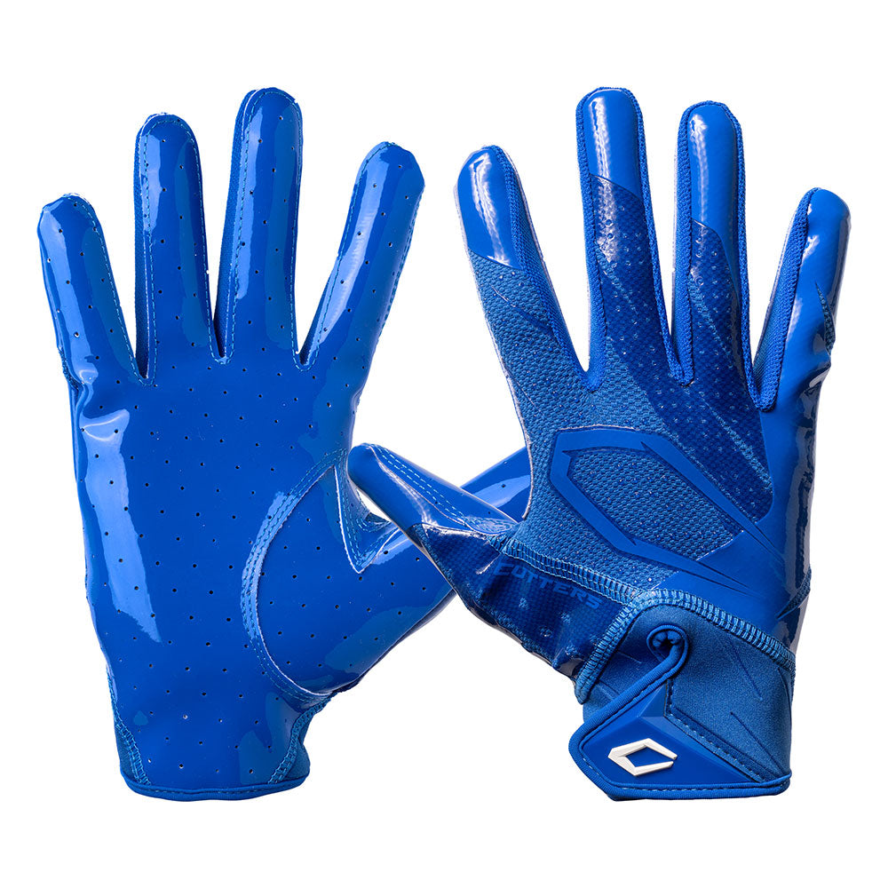 Cutters Rev Pro 7.0 Solid Receiver Gloves in Royal Blue, shown from the back and palm