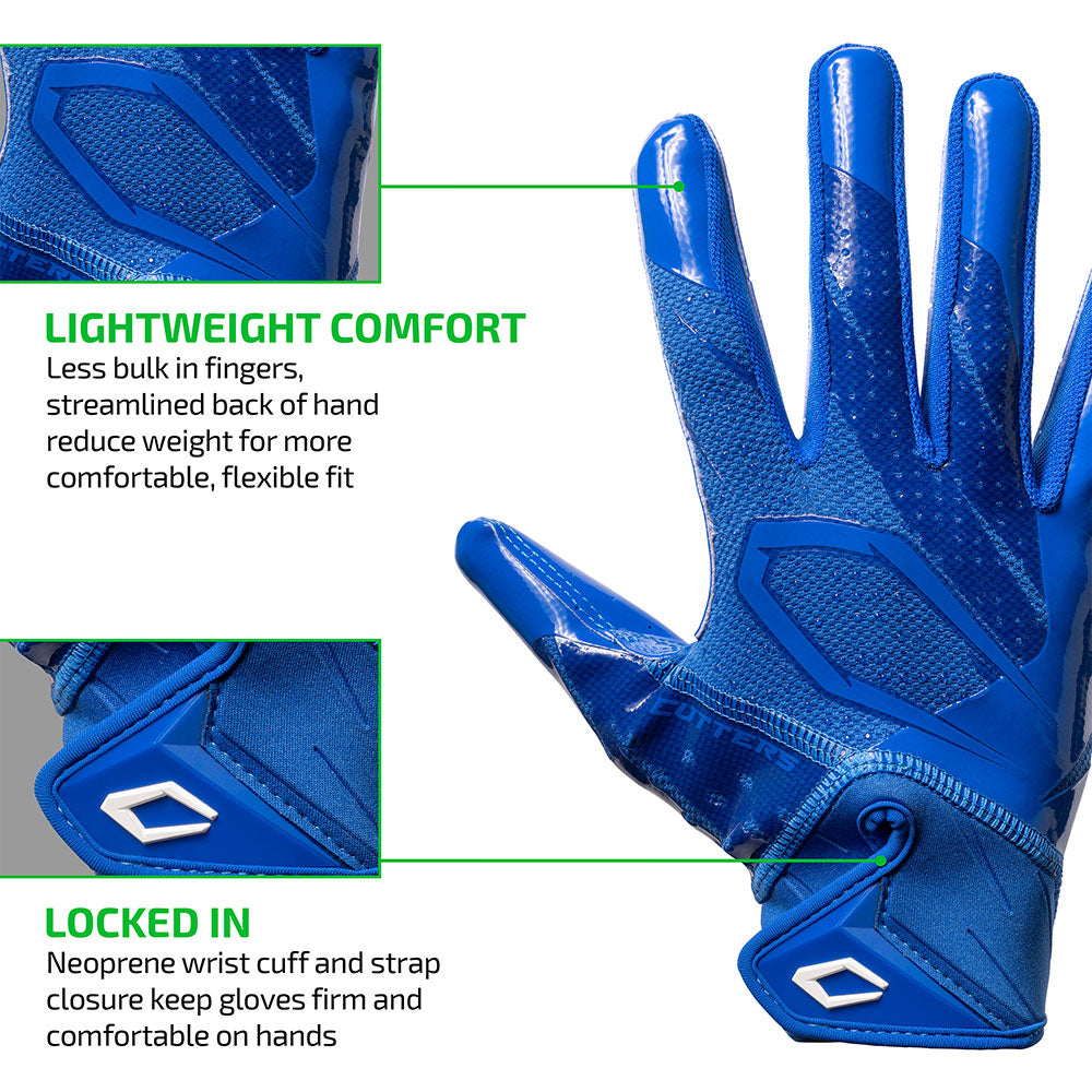 Royal Blue Cutters Rev Pro 7.0 glove highlighting lightweight streamlined fit and neoprene wrist strap closure