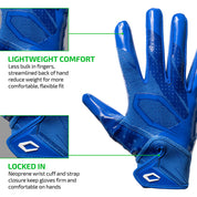 Royal Blue Cutters Rev Pro 7.0 glove highlighting lightweight streamlined fit and neoprene wrist strap closure