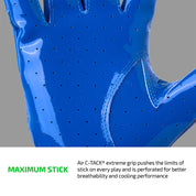Close-up of Royal Blue Cutters Rev Pro 7.0 perforated Air C-TACK grip palm for maximum stick and breathability