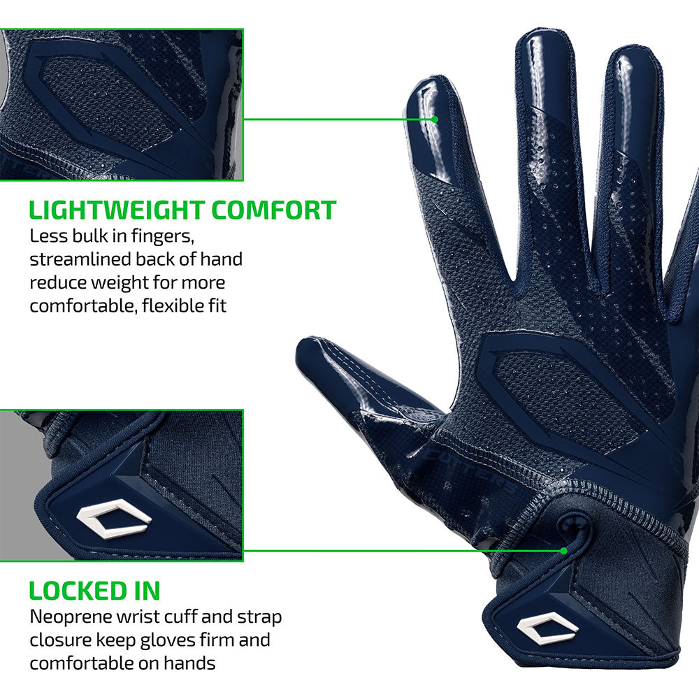 Navy Cutters Rev Pro 7.0 glove highlighting lightweight streamlined fit and neoprene wrist strap closure
