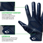 Navy Cutters Rev Pro 7.0 glove highlighting lightweight streamlined fit and neoprene wrist strap closure