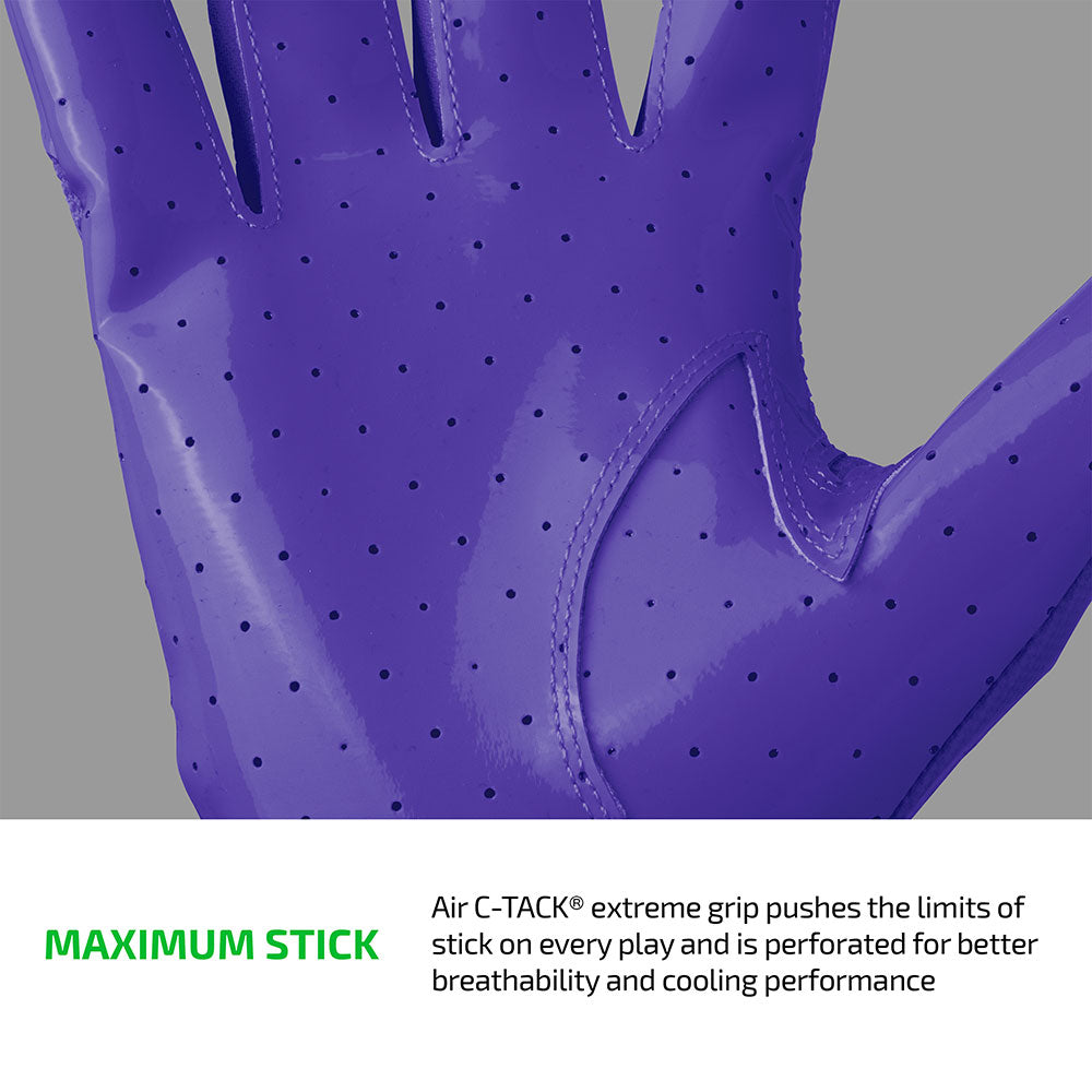 Close-up of Purple Cutters Rev Pro 7.0 perforated Air C-TACK grip palm for maximum stick and breathability