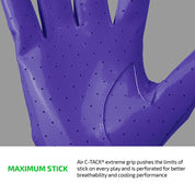 Close-up of Purple Cutters Rev Pro 7.0 perforated Air C-TACK grip palm for maximum stick and breathability