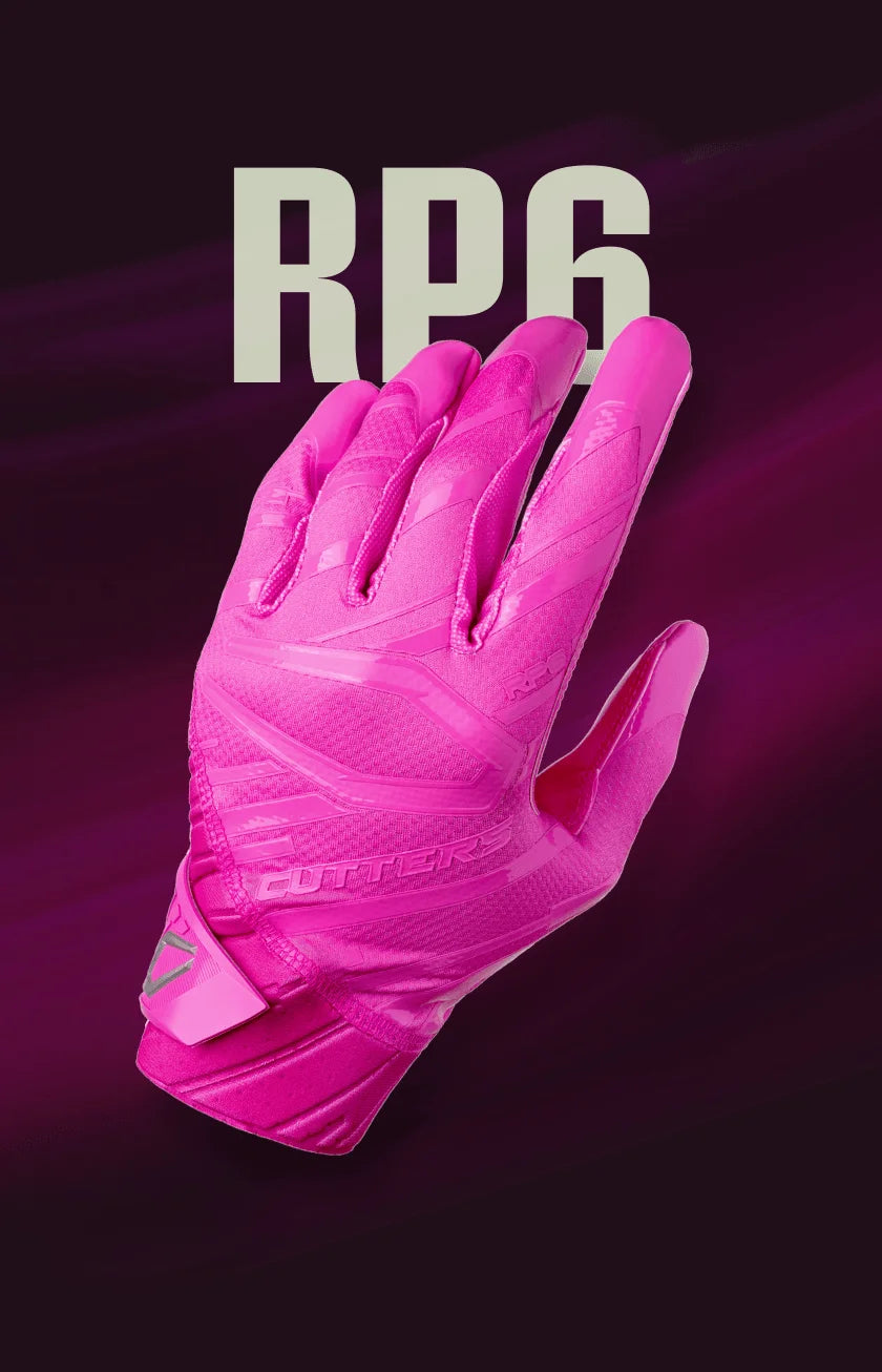 Pink glove with 'RPG' branding on a dark pink background
