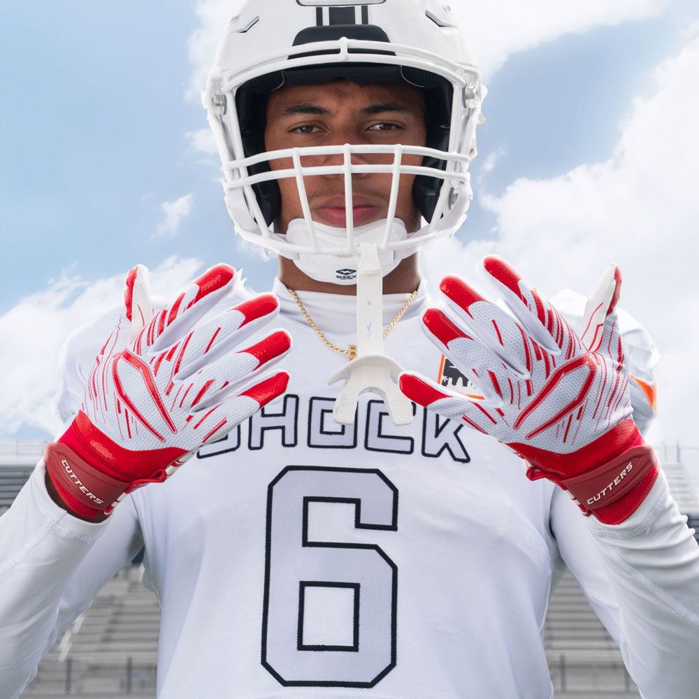 Cutters Youth Game Day Pro Receiver Gloves, White/Red / M