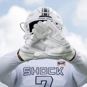 Athlete Wearing Cutters Game Day Pro Solid White Receiver Gloves