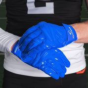 Athlete Wearing Cutters Gamer 6.0 Royal Blue Padded Receiver Gloves