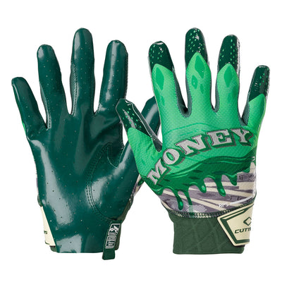 Cutters Sports Money Maker Rev Pro 5.0 Limited-Edition Receiver Football Gloves - Green - Front and Back of Glove