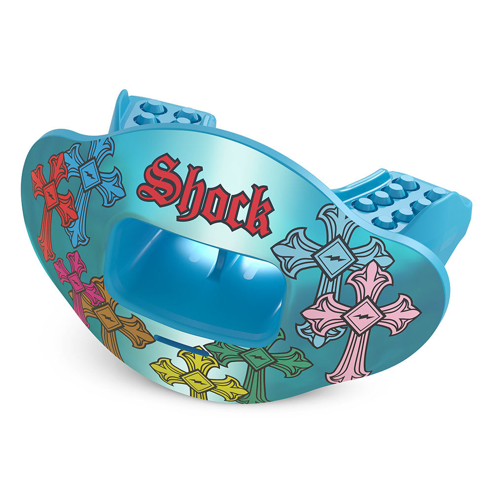 Shock Doctor Chrome Divine Drip Max AirFlow Football Mouthguard - Columbia Blue Divine Drip - Front Hero View
