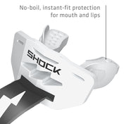 Shock Doctor Thunder Bolt Lip Guard - White/Black - No-boil, instant-fit protection for mouth and lips