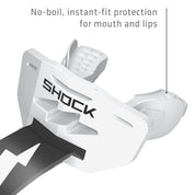 Shock Doctor Thunder Bolt Lip Guard - White/Black - No-boil, instant-fit protection for mouth and lips