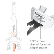 Shock Doctor Thunder Bolt Lip Guard - White/Black - BOLT airflow channel for easier, deeper breaths